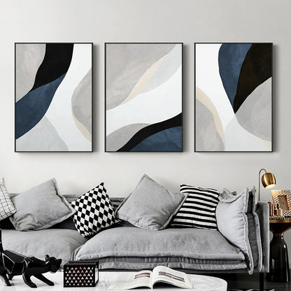 40cmx60cm Abstract Navy Blue 3 Sets Black Frame Canvas Wall Art