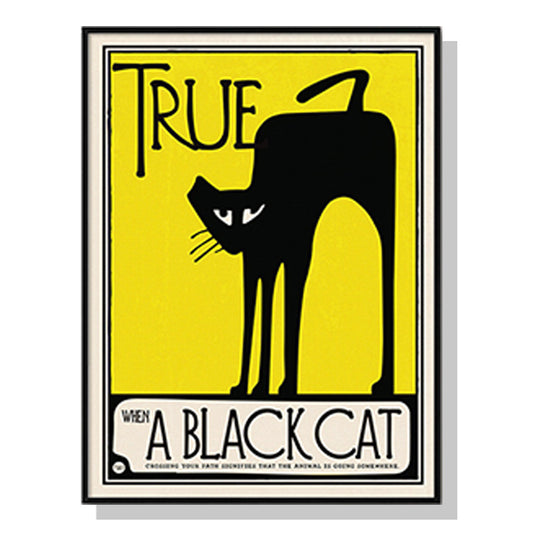 80cmx120cm Black Cat Black Frame Canvas Wall Art
