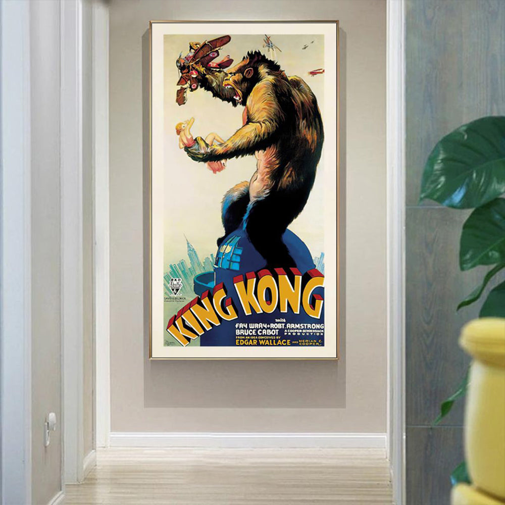 60cmx120cm King Kong 1933 Gold Frame Canvas Wall Art
