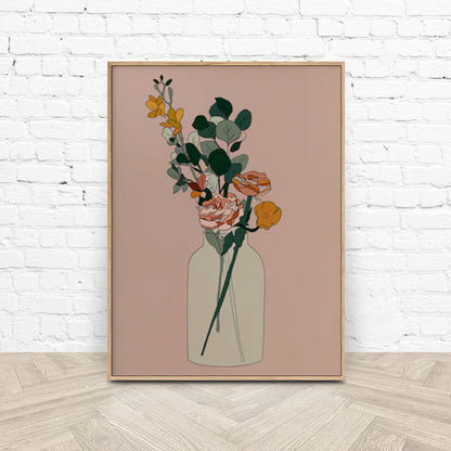 70cmx100cm Boho Floral Wood Frame Canvas Wall Art