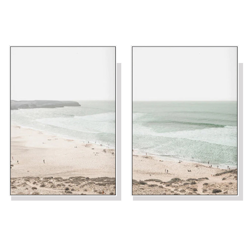 50cmx70cm Coastal Prints 2 Sets White Frame Canvas Wall Art