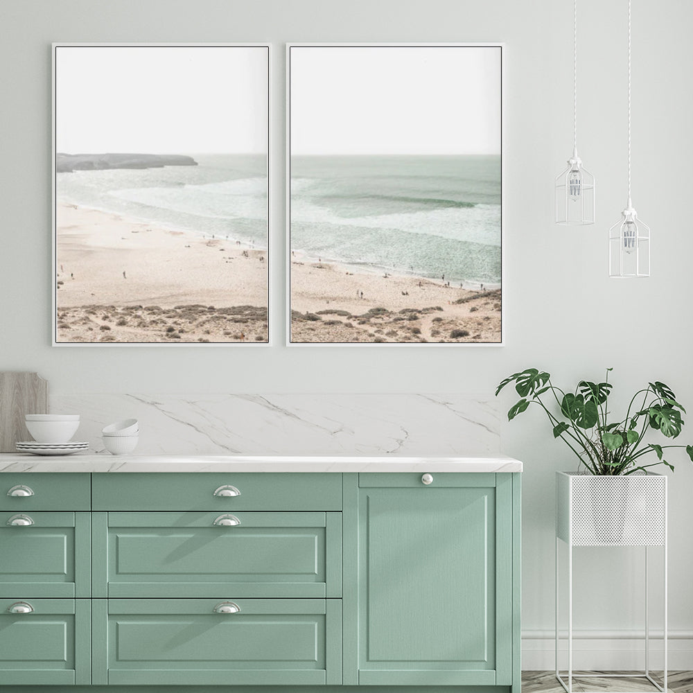 60cmx90cm Coastal Prints 2 Sets White Frame Canvas Wall Art