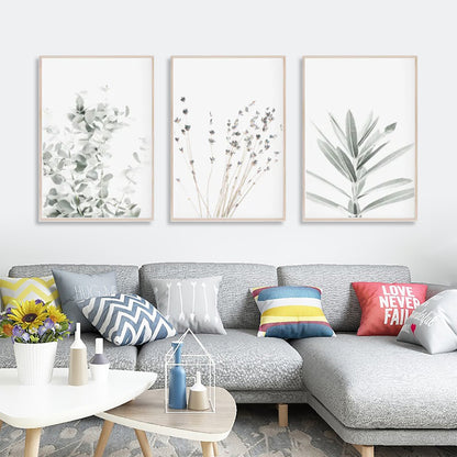 60cmx90cm Lavender Eucalyptus 3 Sets Wood Frame Canvas Wall Art