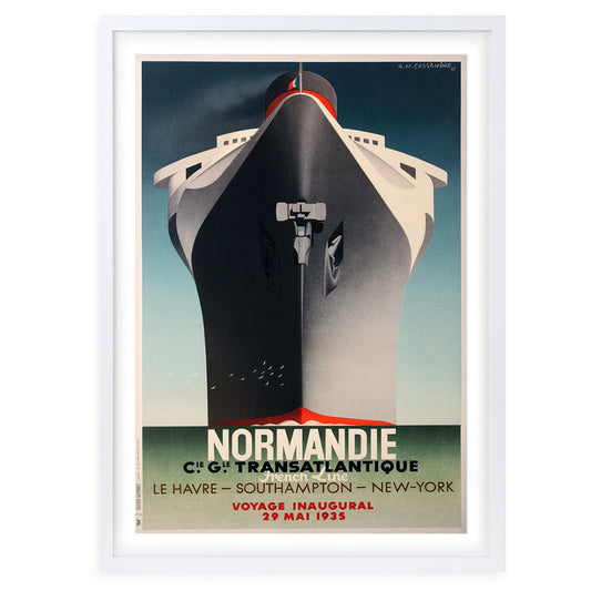 Wall Art's Cie Gle Transatlantique Normandie Large 105cm x 81cm Framed A1 Art Print