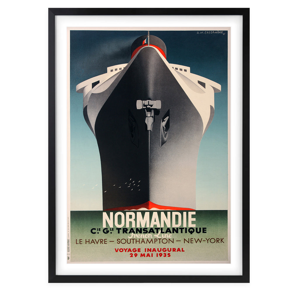 Wall Art's Cie Gle Transatlantique Normandie Large 105cm x 81cm Framed A1 Art Print