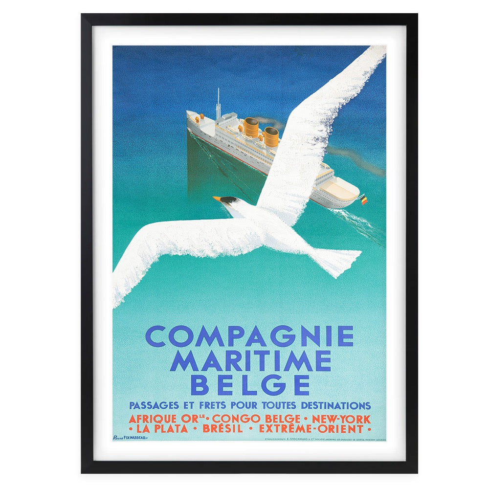 Wall Art's Compagnie Maritime Belge Large 105cm x 81cm Framed A1 Art Print