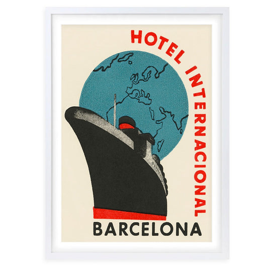 Wall Art's Hotel Internacional Barcelona Large 105cm x 81cm Framed A1 Art Print