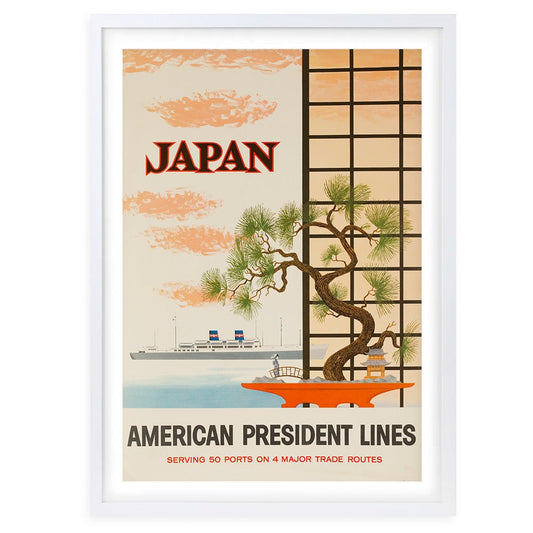 Wall Art's Japan American President Lines Large 105cm x 81cm Framed A1 Art Print