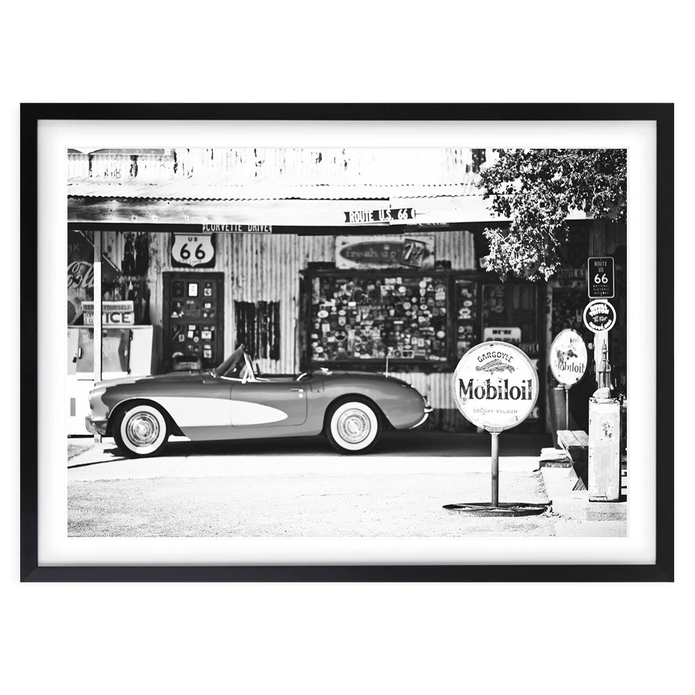 Wall Art's Route 66 Gas Stop Large 105cm x 81cm Framed A1 Art Print