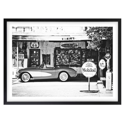 Wall Art's Route 66 Gas Stop Large 105cm x 81cm Framed A1 Art Print