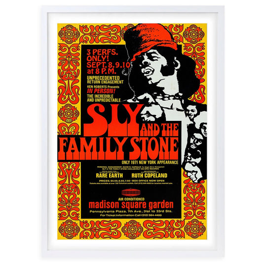 Wall Art's Sly And The Family Stone - Madison Square Garden - 1971 Large 105cm x 81cm Framed A1 Art Print