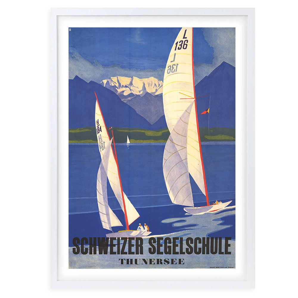 Wall Art's Schweizer Segelschule Switzerland Large 105cm x 81cm Framed A1 Art Print