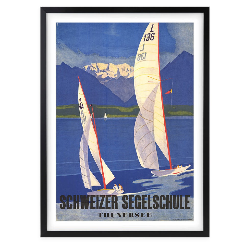 Wall Art's Schweizer Segelschule Switzerland Large 105cm x 81cm Framed A1 Art Print
