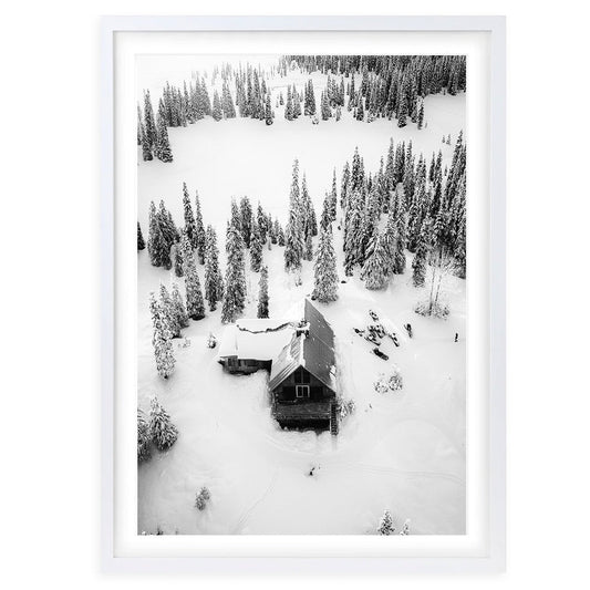 Wall Art's Snow Cabin Large 105cm x 81cm Framed A1 Art Print