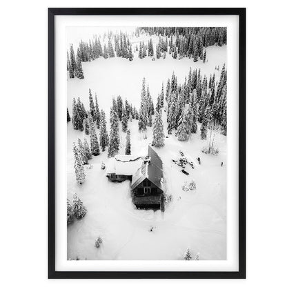 Wall Art's Snow Cabin Large 105cm x 81cm Framed A1 Art Print