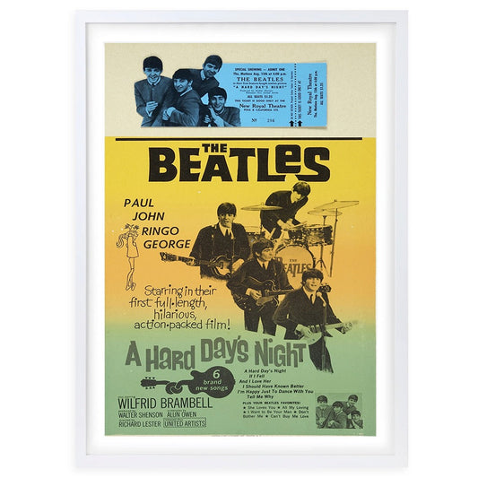 Wall Art's The Beatles - A Hard Day S Night Ticket Poster - 1964 Large 105cm x 81cm Framed A1 Art Print