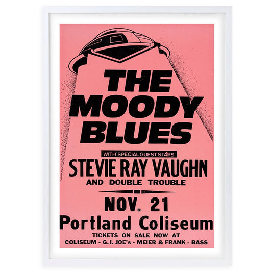 Wall Art's The Moody Blues - Stevie Ray Vaughan - 1983 Large 105cm x 81cm Framed A1 Art Print