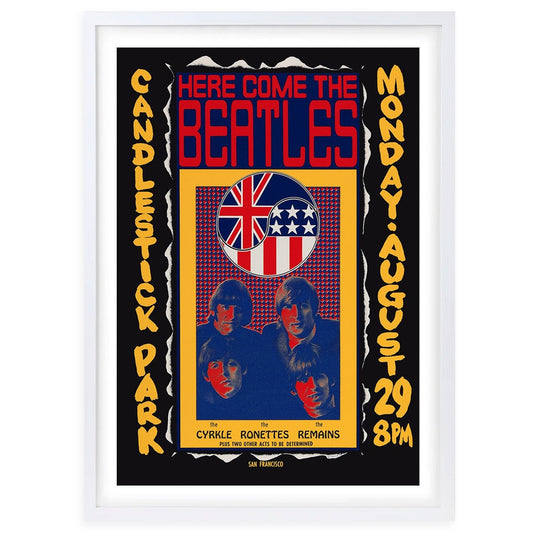 Wall Art's The Beatles - The Ronettes - Candlestick Park Large 105cm x 81cm Framed A1 Art Print