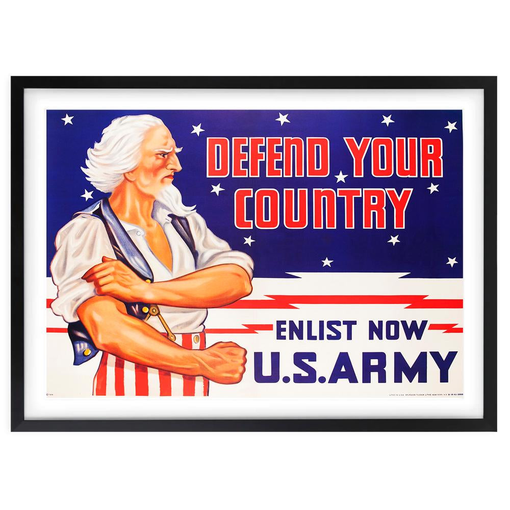 Wall Art's Us Army Defend Your Country Large 105cm x 81cm Framed A1 Art Print